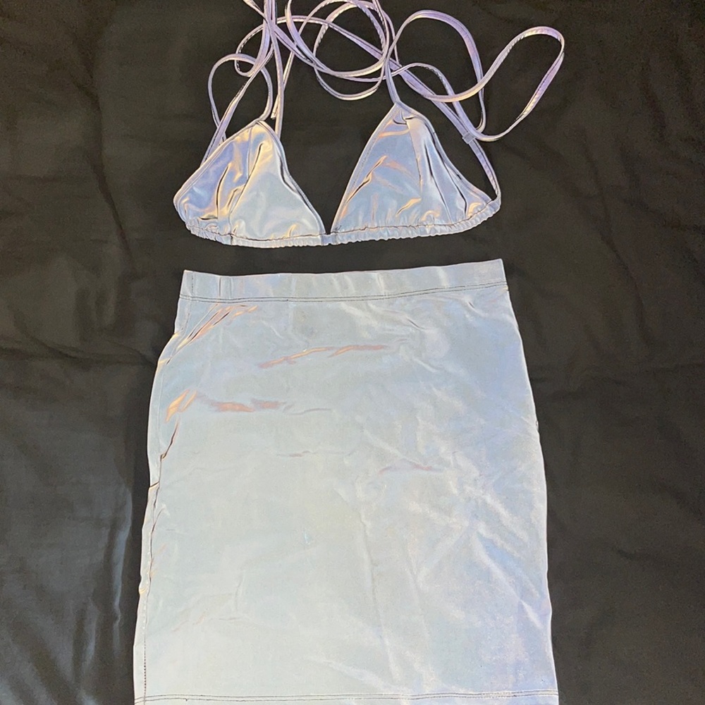 Small two piece skirt set, reflective